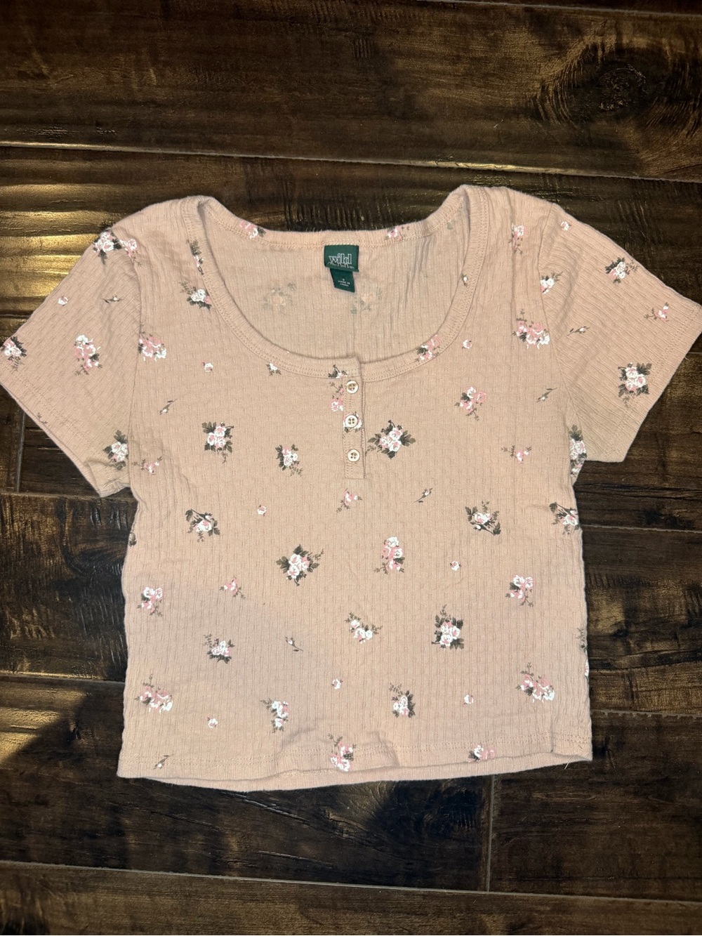 wild fable Blush Ribbed Scoop Neck Crop Top juniors small